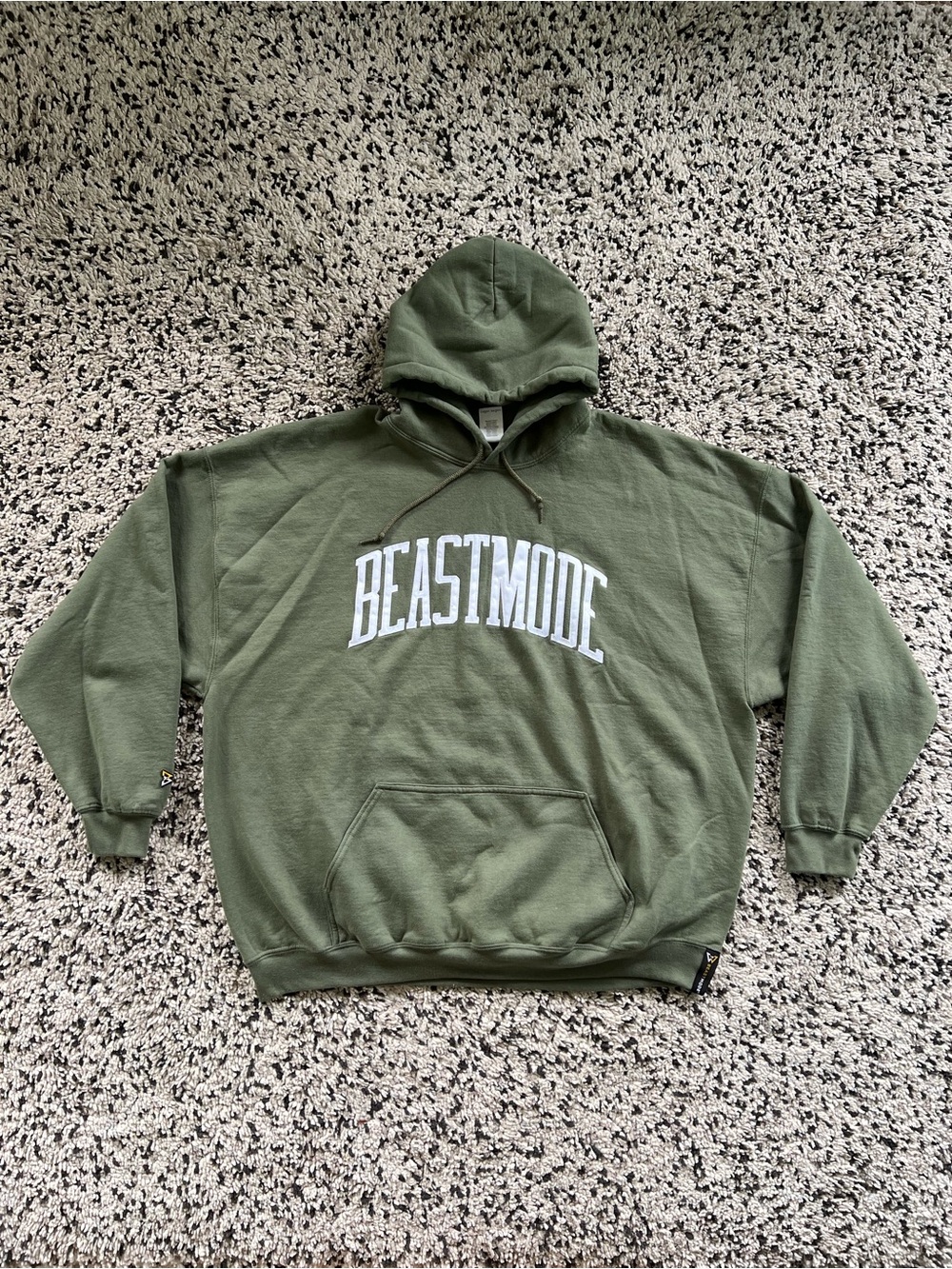 Beastmode Hoodie Green Spellout Front Pullover Gildan Men’s 3XL